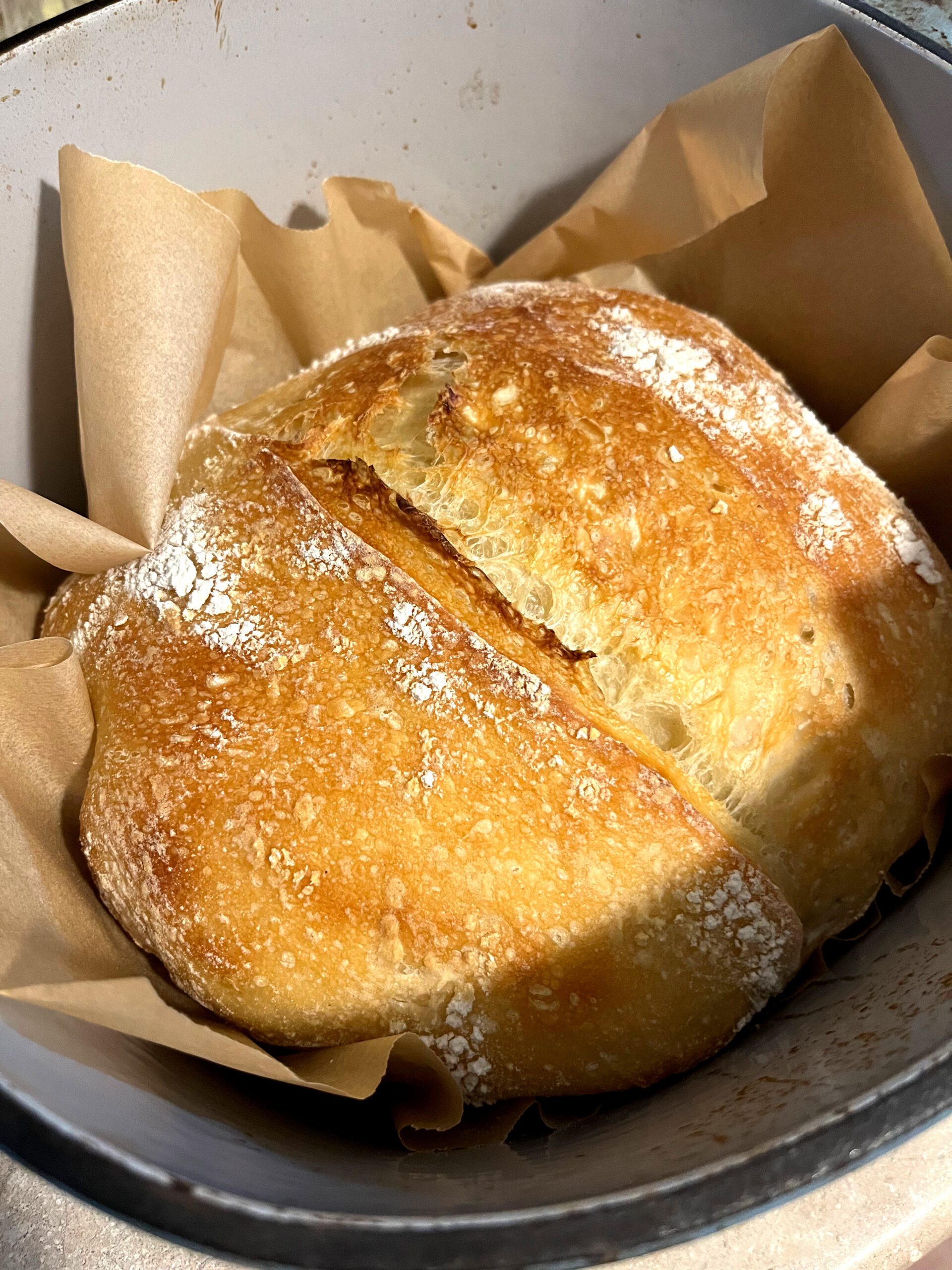 sourdough bread in a dutch oven