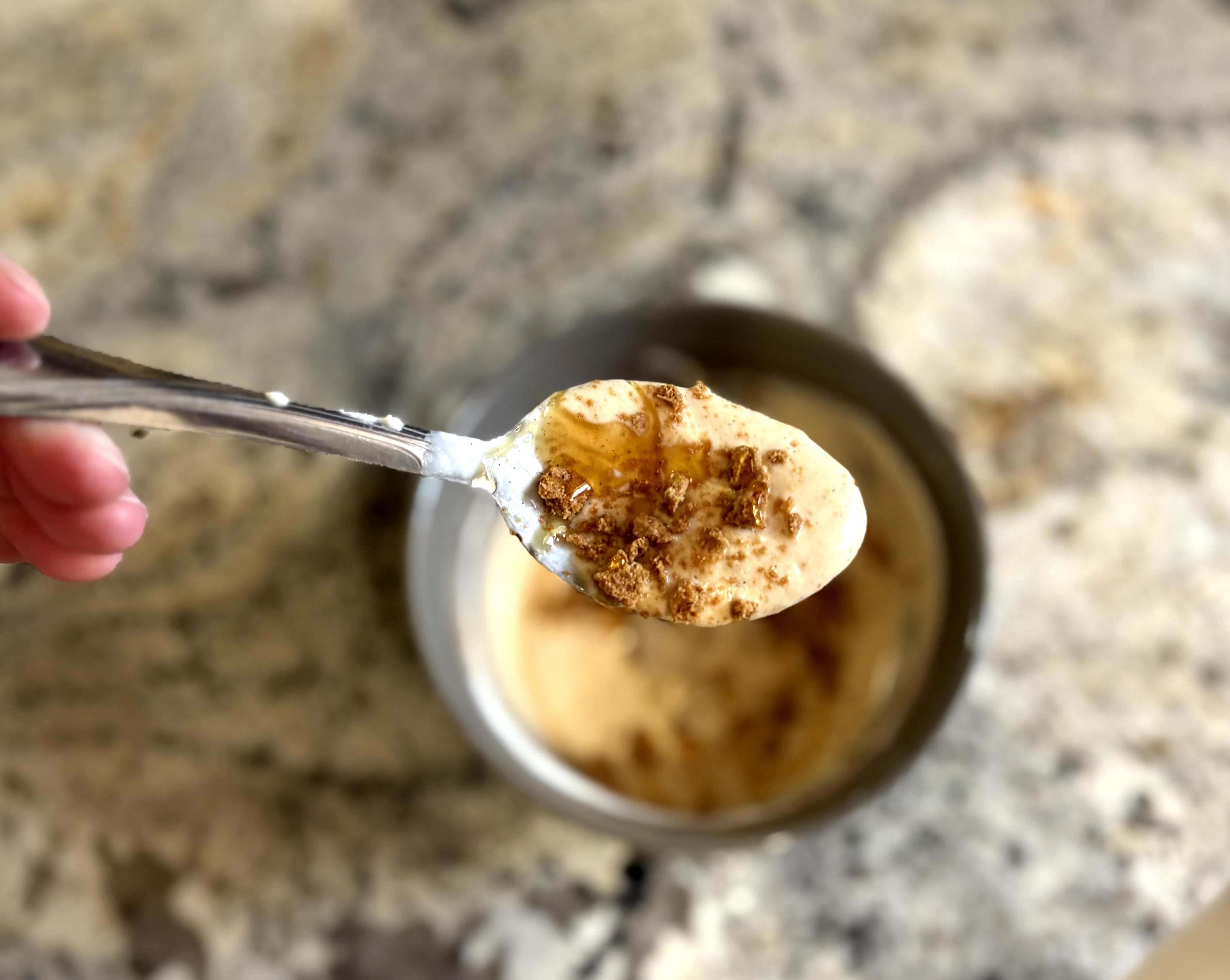 spoonful of pumpkin protein yogurt