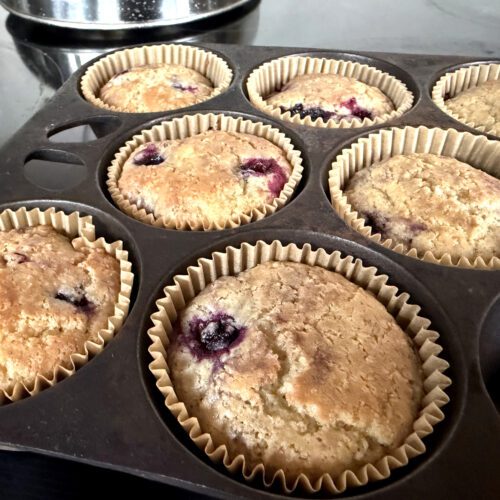 gluten free muffins in a cast iron muffin pan
